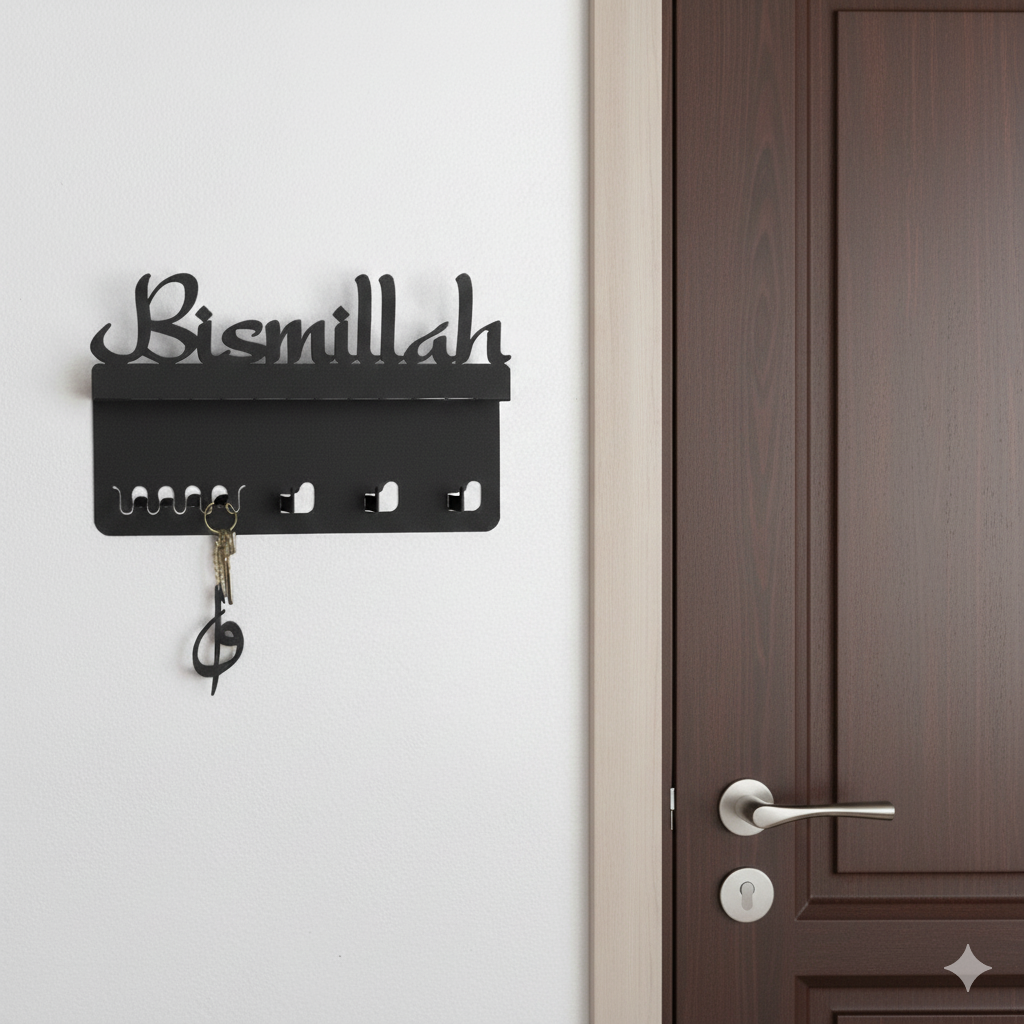 Bismillah Metal Wall Key Holder