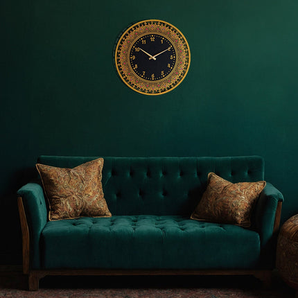 Islamic Patterned Metal Wall Clock with Latin Numerals