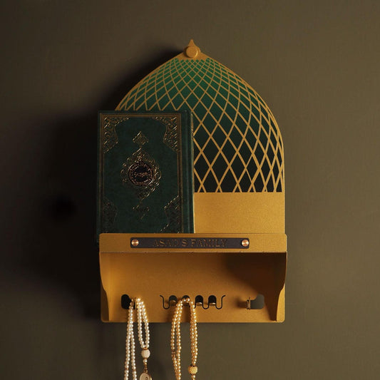Personalized Metal Dome Wall Shelf and Key Hanger ( Quraan Holder)