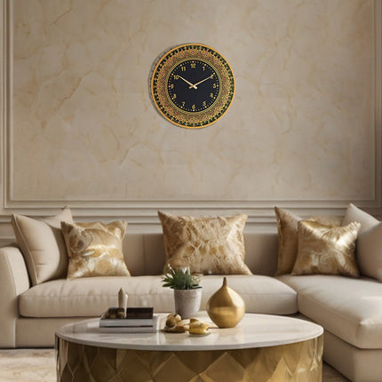 Islamic Patterned Metal Wall Clock with Latin Numerals