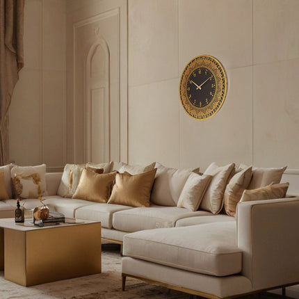 Islamic Patterned Metal Wall Clock with Latin Numerals