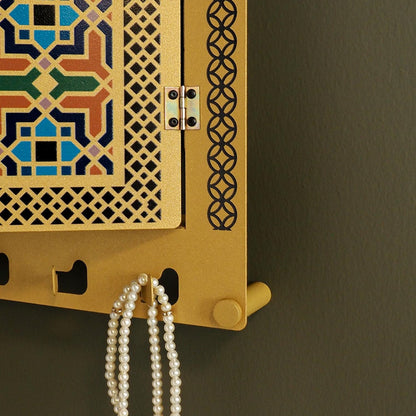 Personalized Metal Mihrab Wall Display with Moroccan Art (Quraan holder)
